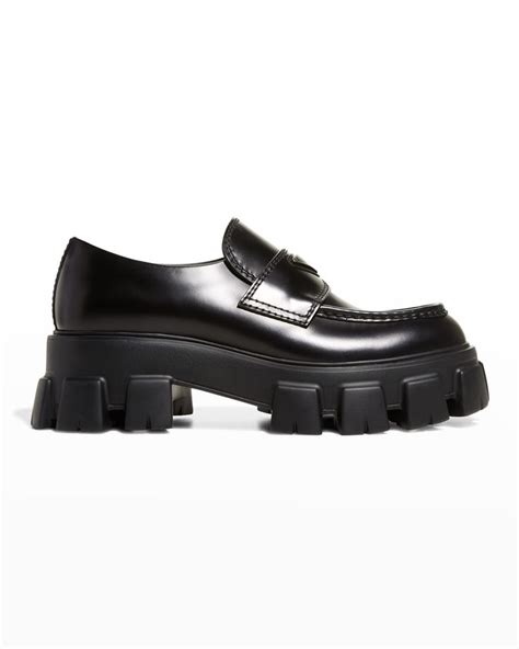 prada monolith loafers stitching.